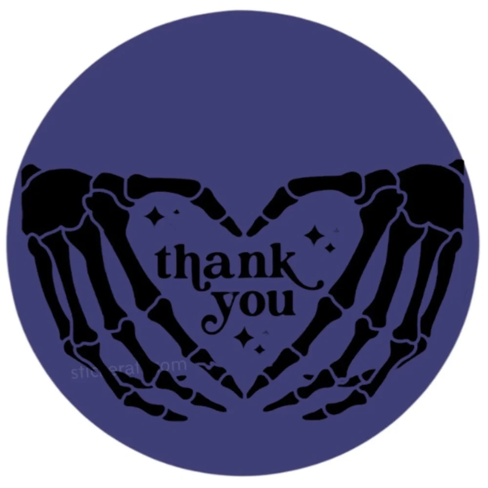 skeleton Heart Hands Envelope Seal, Halloween stickersThank You Envelope Seals